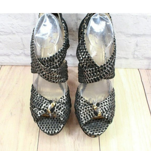 Poetic License Force Of Nature Black Leather High Heel Sandals Size 10 M - Picture 4 of 10